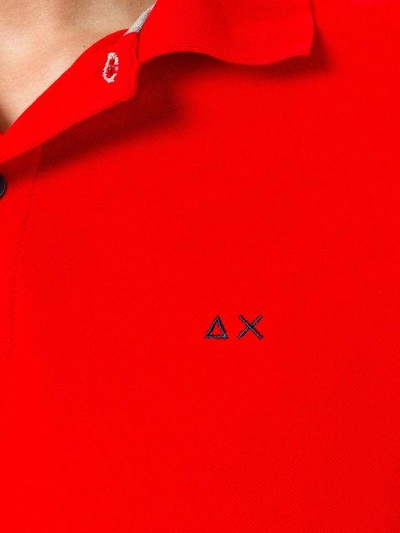 Shop Sun 68 Contrast Logo Polo Shirt - Red