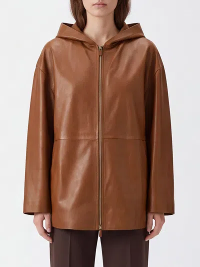Max Mara Jacket Woman Color Leather In Brown