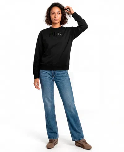 Puma Women's Ess Elevated Sequin Pullover Sweatshirt In Black