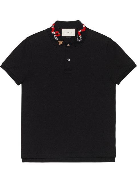 cotton polo with kingsnake embroidery