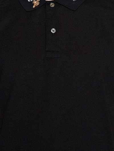 Shop Gucci Polo With Snake Embroidery In Black