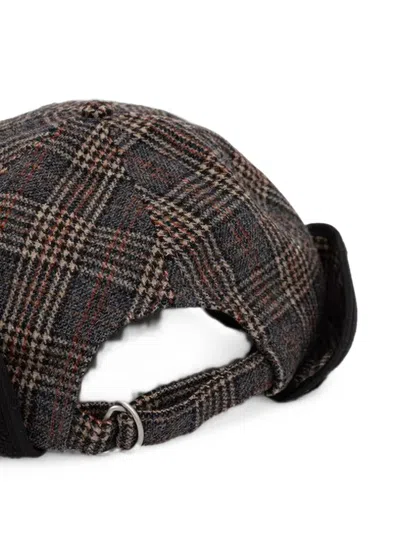 Kangol Check-pattern Ear-flap Cap In Brown