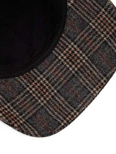 Kangol Check-pattern Ear-flap Cap In Brown