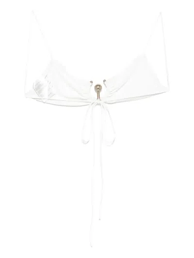 Christopher Esber Ruched Orbit Miniscule Bikini Top In Red