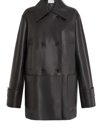 P.a.r.o.s.h Double-breasted Leather Jacket In Black