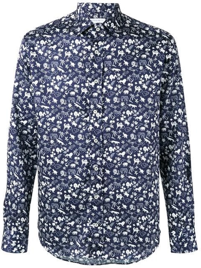 Shop Etro Animal Motif Print Shirt In Blue