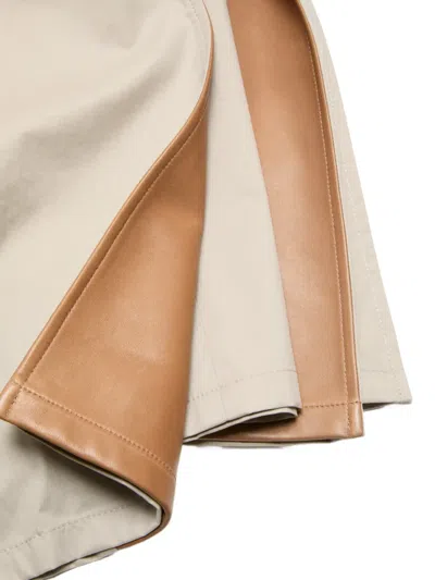 Acne Studios Belted Leather Lapel Trench Coat In Neutral