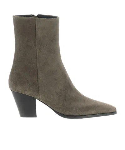 Aeyde Hedvig Pointed-heel Ankle Boots In Gray
