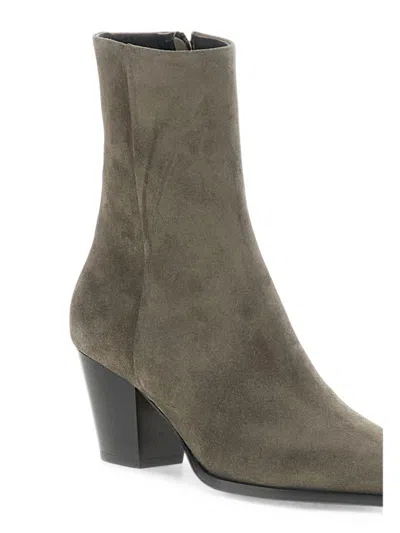 Aeyde Hedvig Pointed-heel Ankle Boots In Gray