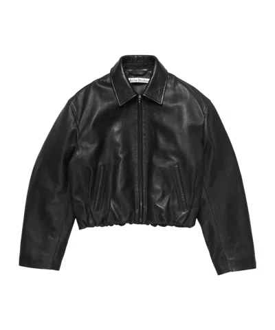 Acne Studios Logo-debossed Cropped Jacket In Black