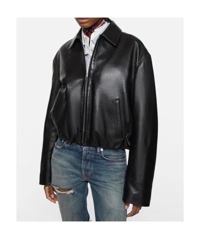 Acne Studios Logo-debossed Cropped Jacket In Black