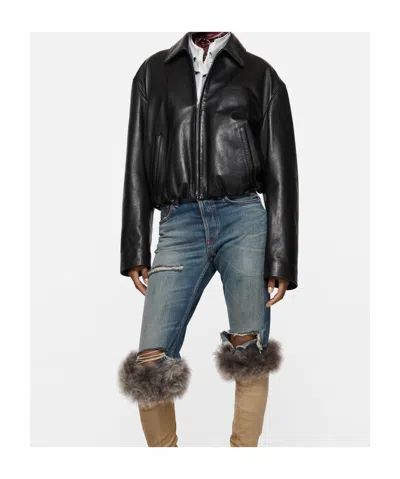 Acne Studios Logo-debossed Cropped Jacket In Black