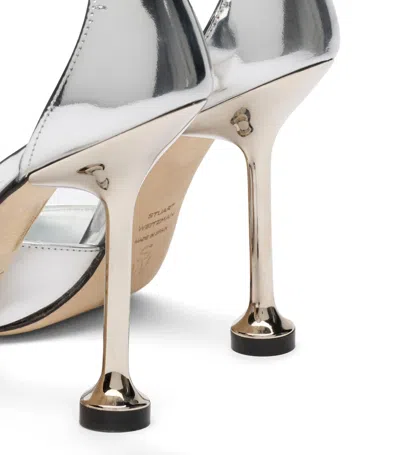 Stuart Weitzman Ankle-strap Leather Pumps In Silver
