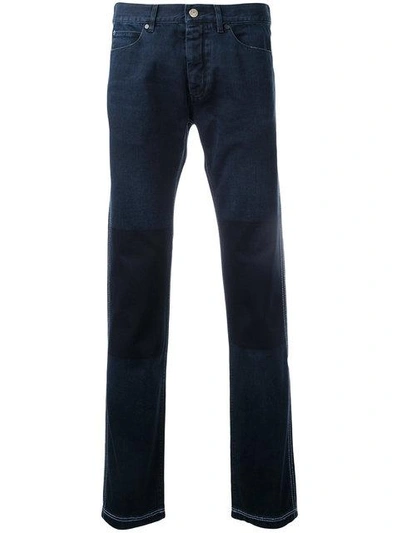Shop Lanvin Contrast Knee Jeans In Blue
