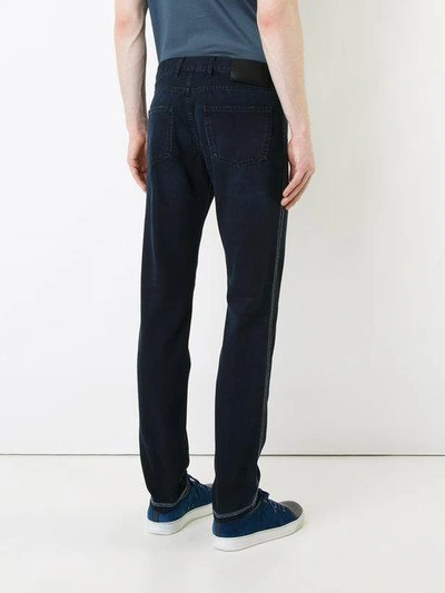 Shop Lanvin Contrast Knee Jeans In Blue