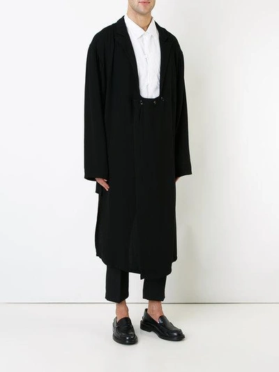 Shop Yohji Yamamoto Slouched Coat - Black