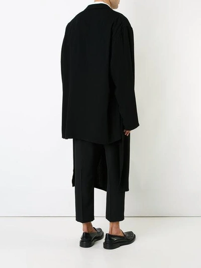 Shop Yohji Yamamoto Slouched Coat - Black