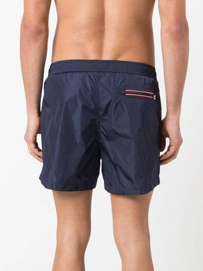 Moncler Logo Plaque Swimming Trunks In Blue