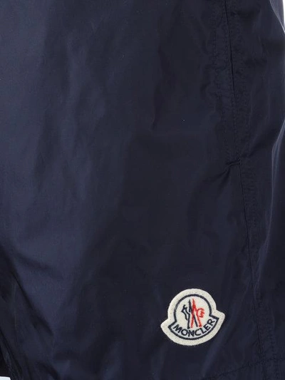 Moncler Logo Plaque Swimming Trunks In Blue