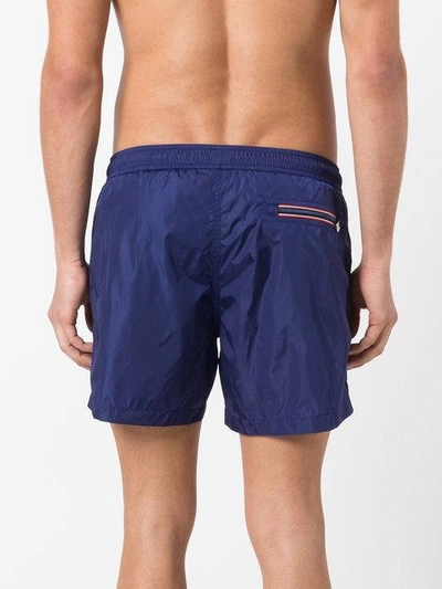 Shop Moncler Logo Plaque Swim Shorts In Blue