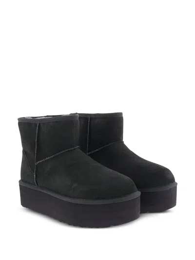 Ugg Leather Classic Mini Platform Boots In Black