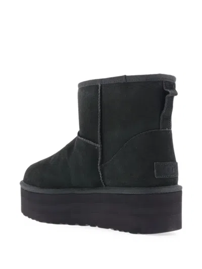 Ugg Leather Classic Mini Platform Boots In Black