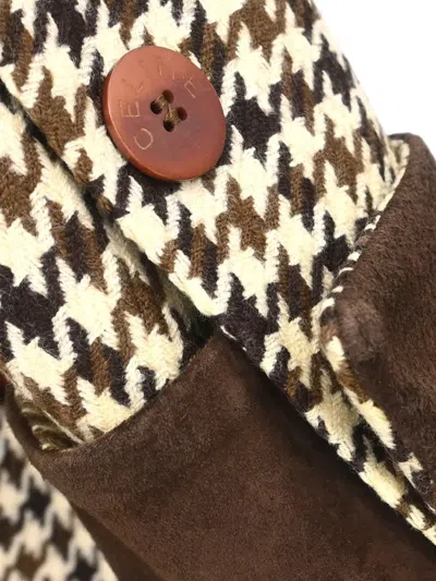 Pre-owned Celine Houndstooth Wool Jacket In Brown