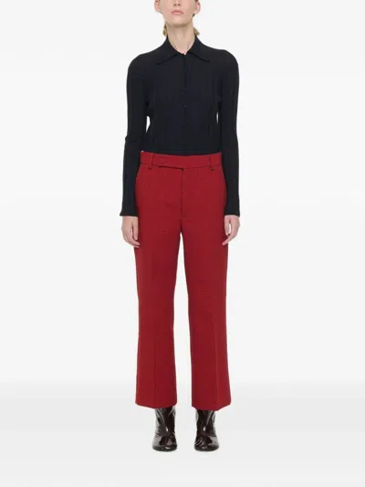 Plan C Check-pattern Pressed-crease Trousers In Red