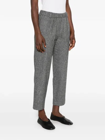Antonelli Herringbone-pattern Elasticated-waistband Trousers In Gray