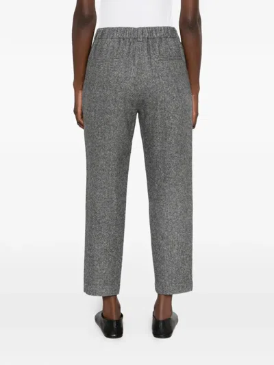 Antonelli Herringbone-pattern Elasticated-waistband Trousers In Gray