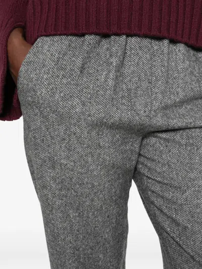 Antonelli Herringbone-pattern Elasticated-waistband Trousers In Gray
