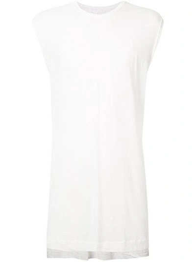 Julius Semi-sheer Elongated Sleeveless T-shirt In White