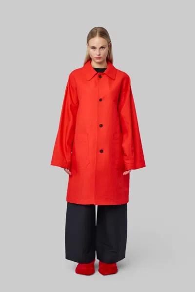 Sofie D'hoore Mid Length Coat With 2 Patchpockets In Red