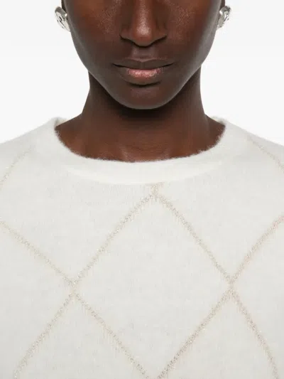 Pennyblack Argyle-pattern Sweater In White