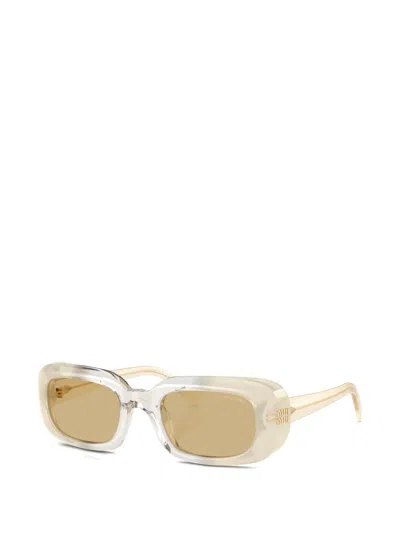 Miu Miu Rectangle-frame Sunglasses In Neutral
