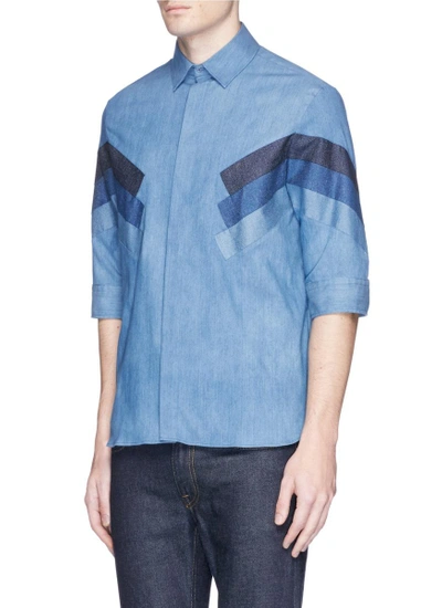 Shop Neil Barrett 'retro Modernist' Panel Denim Shirt