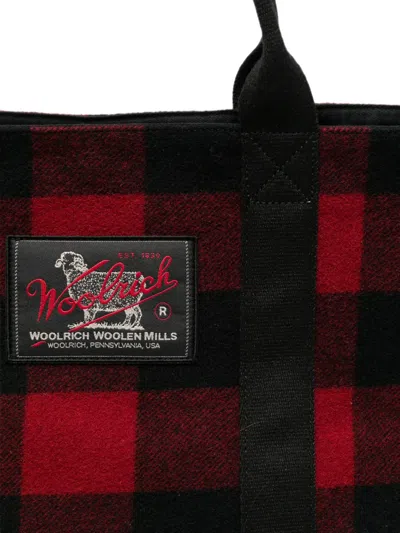 Woolrich Check-pattern Tote Bag In Purple