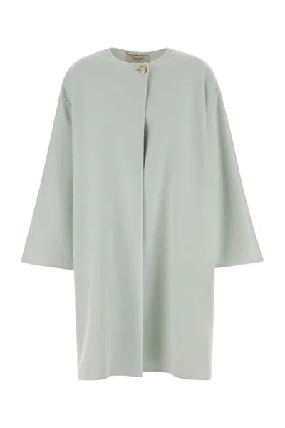 Agnona Wool Blend Coat Straight Cut Wide Sleeves In White