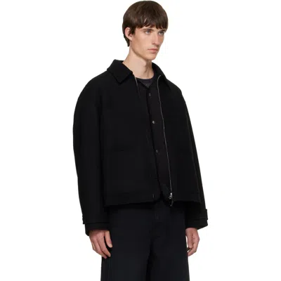 Solid Homme Black Layered Wool Jacket In Black