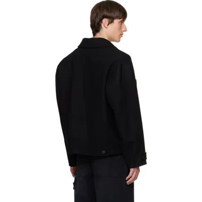 Solid Homme Black Layered Wool Jacket In Black