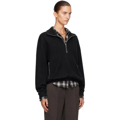 Ssstein Black Fleece Pullover Sweater In Black