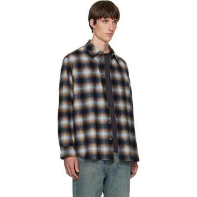 Solid Homme ネイビー ウール チェック シャツ In Multi