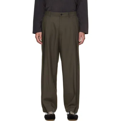 Solid Homme グリーン ウール タックパンツ In Multi