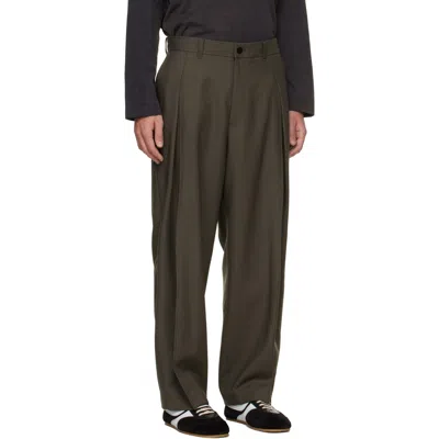 Solid Homme グリーン ウール タックパンツ In Multi
