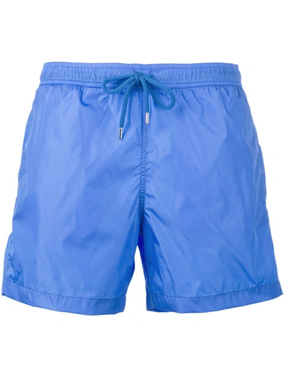 Moncler Logo Plaque Swimming Trunks In Blue