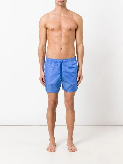 Shop Moncler Logo Plaque Swimming Trunks