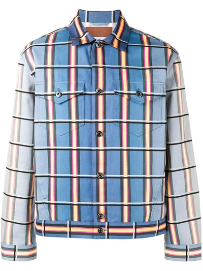 Shop Jw Anderson Check Canvas Jacket In Blue
