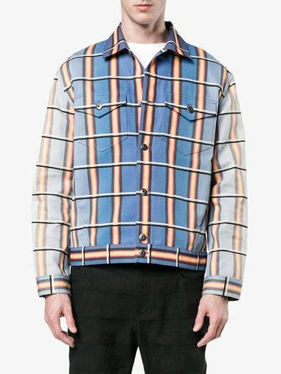 Shop Jw Anderson Check Canvas Jacket In Blue