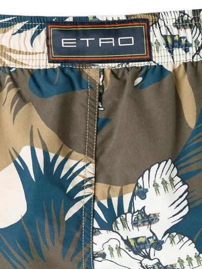 Shop Etro Camouflage Drawstring Swim Shorts In Blue