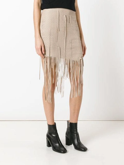 woven fringe mini skirt